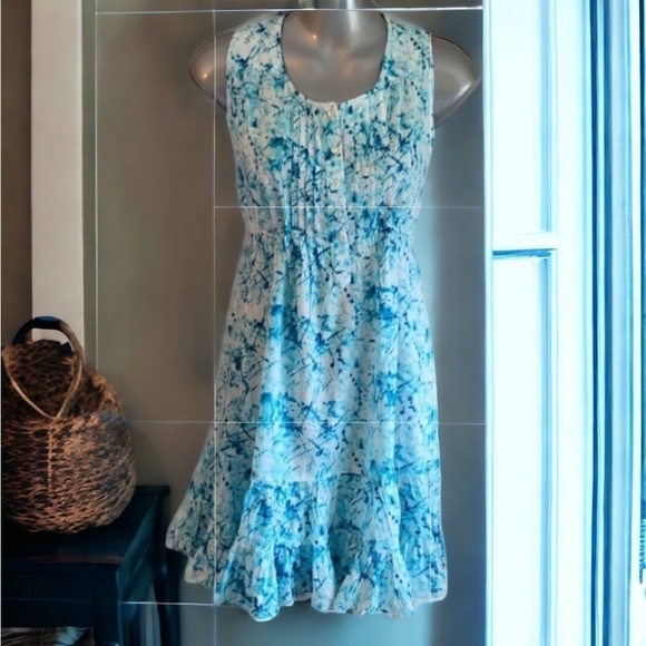 Noi Blue Print Sleeveless Dress with Ruffle Hem Large - Picture 10 of 10